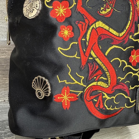 Loungefly Disney Mulan Mushu Satin Mini Backpack RARE / Damaged* - Picture 4 of 16